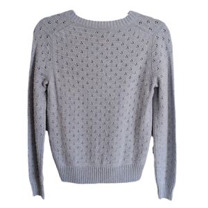 J.Crew Cottagecore Ice Blue Pointelle Knitted Crewneck Wool Blend Sweatshirt